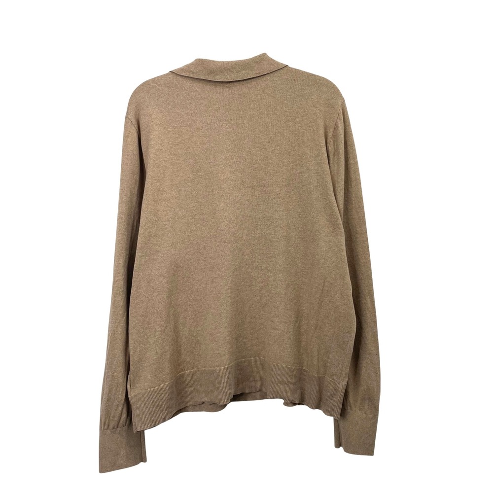 J. Crew cotton polo sweater top Size XL tan camel neutral preppy collar earthy - Picture 4 of 6